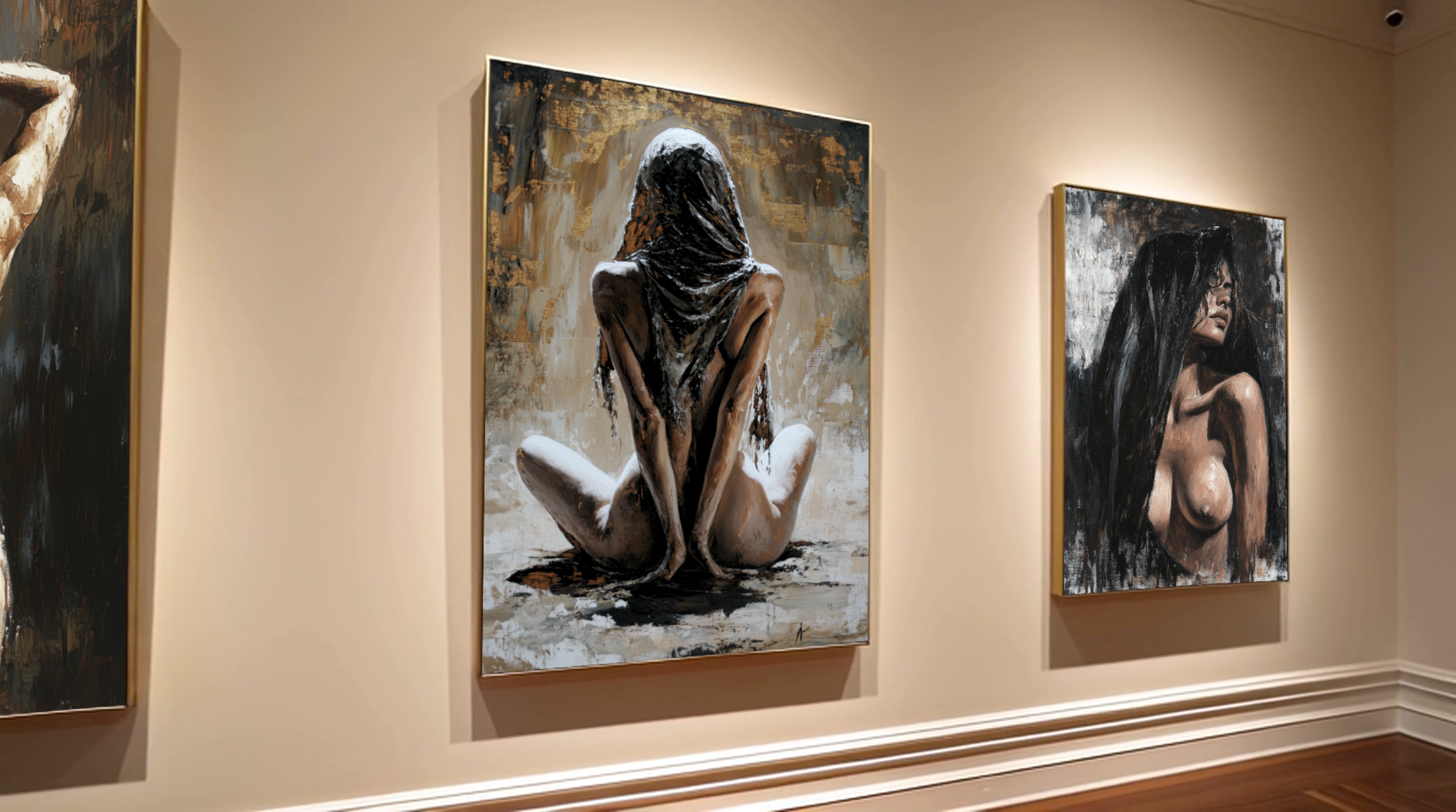 Focus sur la toile centrale et le portrait